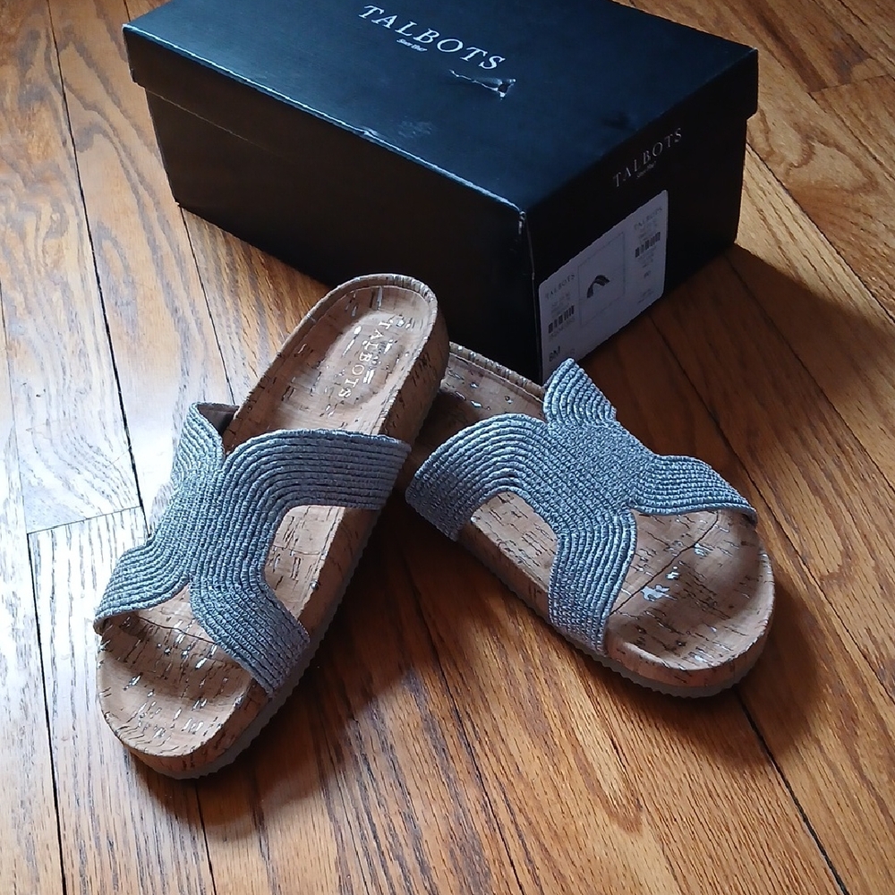 New in Box Talbots Women's Malia Silver Slide Sandals ■ Size 8